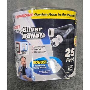 Pocket Hose Silver Bullet 25 Feet Expanding Garden Hose 3/4 in with Spray Nozzle